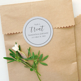 Adesivo Redondo Bodas Escrita Caligráfica Simples Azul Claro Trata