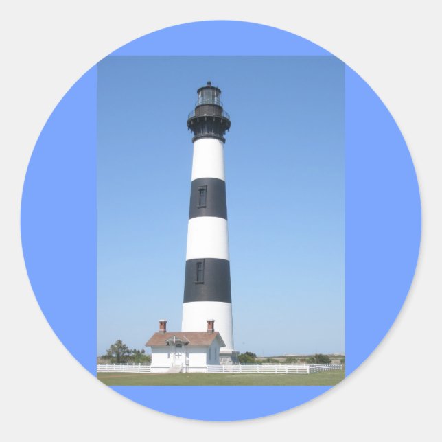 Adesivo Redondo Bodie Lighthouse Outer Banks NC Sticker (Frente)
