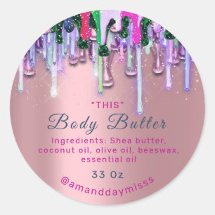 Adesivo Redondo Body Butter Packaging Online Beauty Drives Rosa