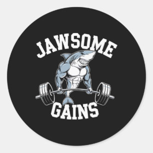 Adesivo Redondo Bodybuilder Shark Lover Gym Malhação Workout Bodyb