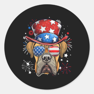 Adesivo Redondo Boerboel Patriótico Dos Eua Bandeira 4 De Julho