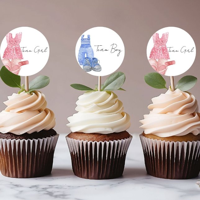 Adesivo Redondo Bohemian Baby Clothes Team Rapariga revela gênero (Criador carregado)