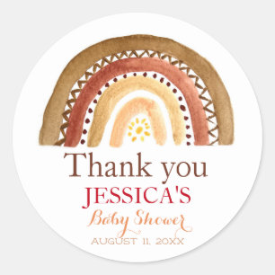 Adesivo Redondo Bohemian Boho Rainbow Chá de fraldas Terthy Cute