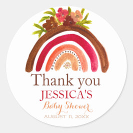 Adesivo Redondo Bohemian Boho Rainbow Chá de fraldas Terthy Cute