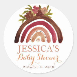 Adesivo Redondo Bohemian Boho Rainbow Chá de fraldas Terthy Cute