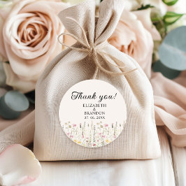 Adesivo Redondo Bohemian Cream Floral Wedding 