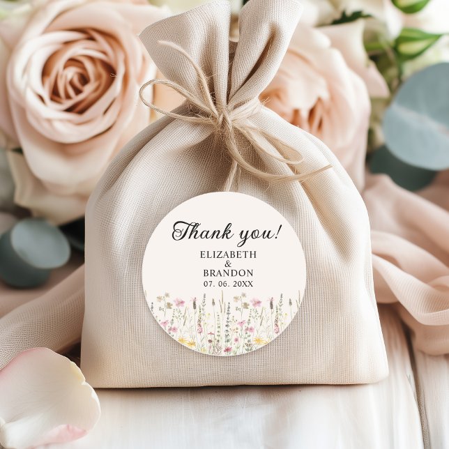 Adesivo Redondo Bohemian Cream Floral Wedding  (Criador carregado)