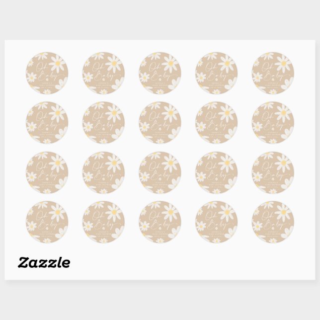 Adesivo Redondo Bohemian Daisy Flower Round Sticker (Folha)