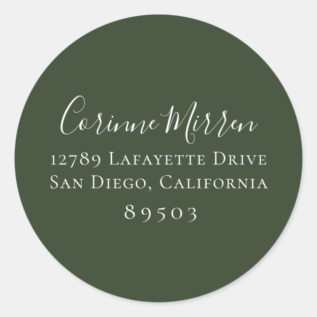 Adesivo Redondo Bohemian Forest Green Address Sticker (Frente)