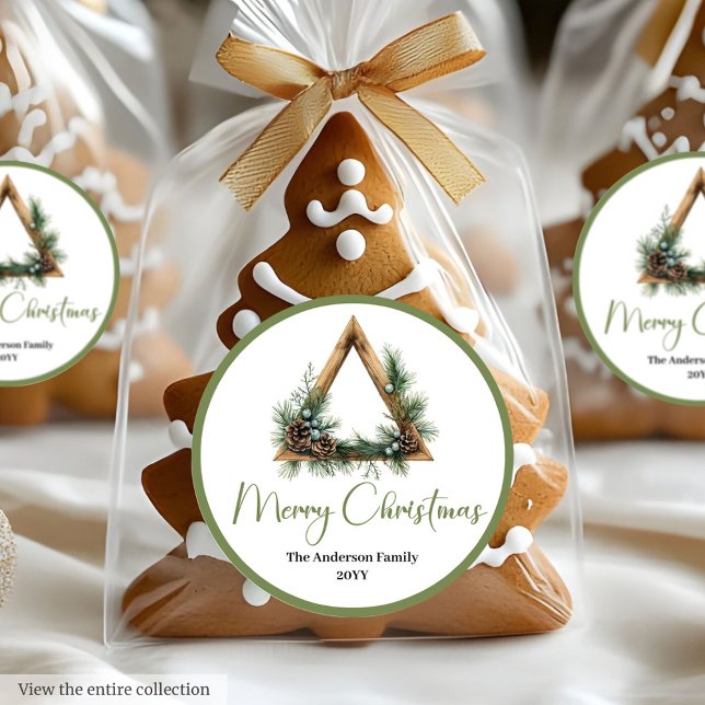 Adesivo Redondo Bohemian Rustic Botanical Holiday Gift Sticker (Bohemian Rustic Botanical Holiday Gift Sticker)