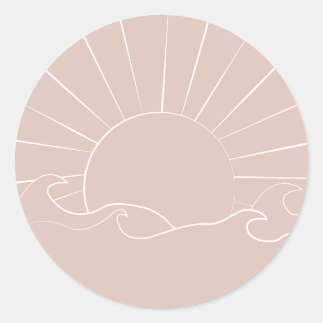 Adesivo Redondo Bohemian Sun e Waves Sticker (Frente)