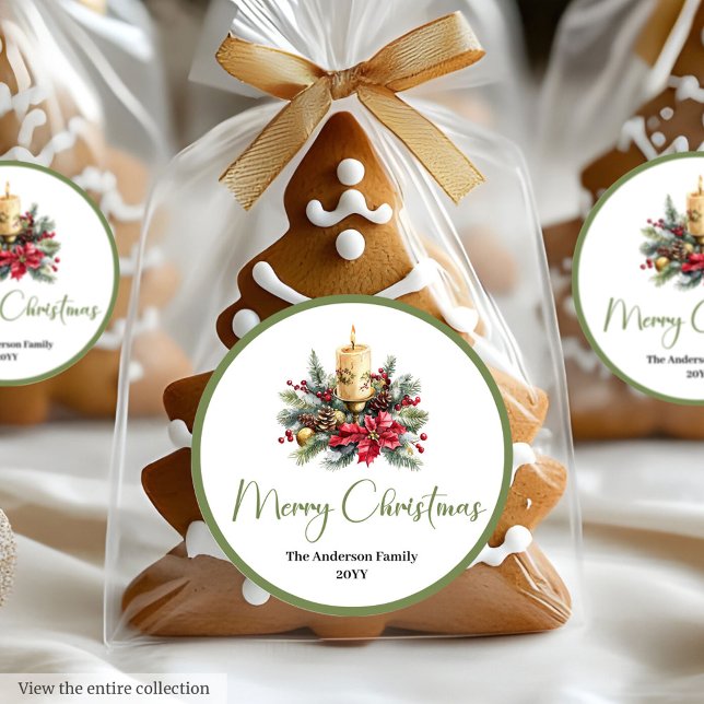 Adesivo Redondo Bohemian Watercolor Rustic Xmas Gift Sticker (Bohemian Watercolor Rustic Xmas Gift Sticker)