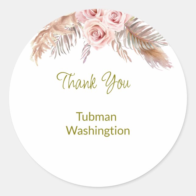 Adesivo Redondo Bohemian Wedding Favor Classic Round S (Frente)