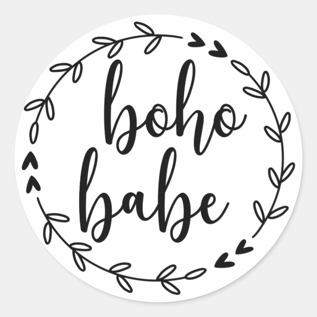 Adesivo Redondo Boho Babe Wreath (Frente)