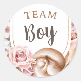 Adesivo Redondo Boho Baby Gender Reveage Team Boy