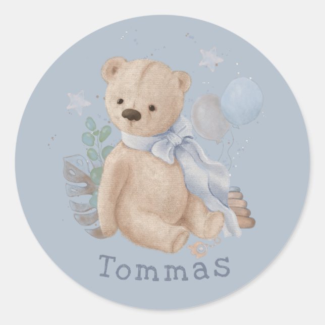 Adesivo Redondo Boho baby teddy bear Classic Round Sticker (Frente)