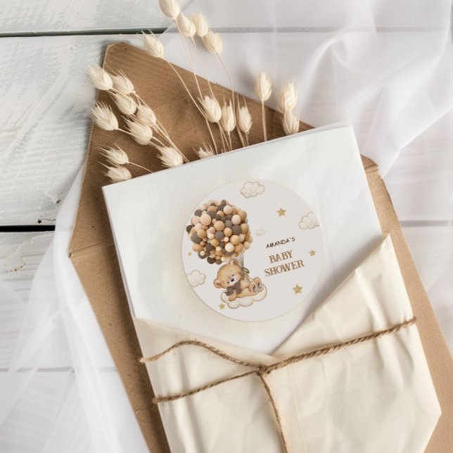 Adesivo Redondo Boho Beige Chá de fraldas Beige Tan (Criador carregado)