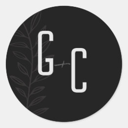 Adesivo Redondo Boho Black and White Vintage Botanical Weding Cla