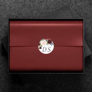 Adesivo Redondo Boho Bloom Vermelho e Marinho da Borgonha