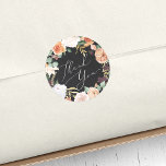 Adesivo Redondo Boho Blooms Modern Floral Obrigado<br><div class="desc">Os adesivos de favoritos florais "Boho chic" apresentam "obrigado você" em um roteiro elegante de caligrafia cercado por uma coroa de flores aquáticas e folhagem no deserto pastel inspiraram tons de terra de verde-sábio,  pêssego,  marfim e branco.</div>