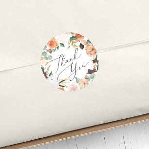 Adesivo Redondo Boho Blooms Modern Floral Obrigado