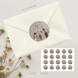 Adesivo Redondo Boho Botles | Flores | Estética