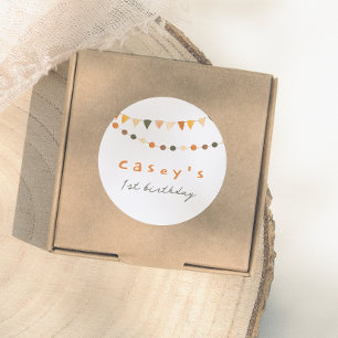 Adesivo Redondo Boho Bunting Flags Gênero Festa de aniversário neu