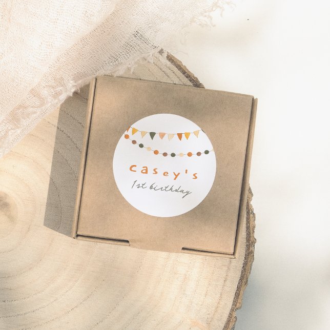 Adesivo Redondo Boho Bunting Flags Gênero Festa de aniversário neu (Criador carregado)