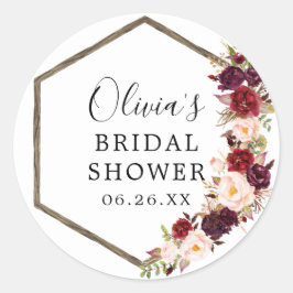 Adesivo Redondo Boho Burgundy Envelope Favor Stickers