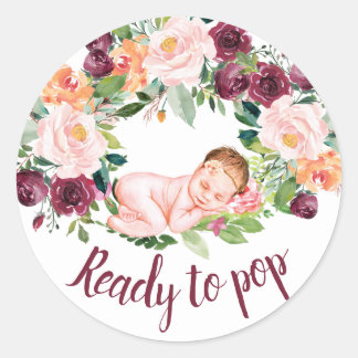 Adesivo Redondo Boho Burgundy Floral Pronto para Pop
