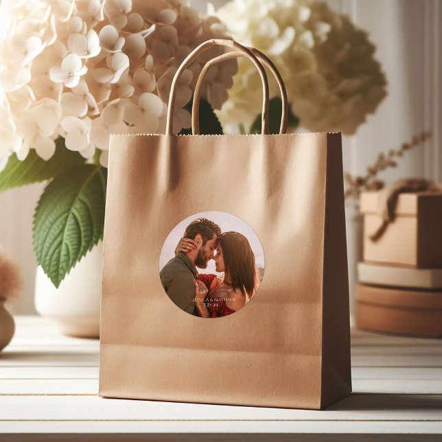 Adesivo Redondo Boho Burgundy Photo Wedding (Criador carregado)