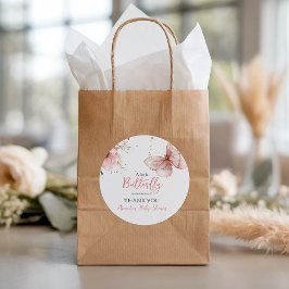 Adesivo Redondo Boho Butterfly Wildflower Floral Girl Baby Shower