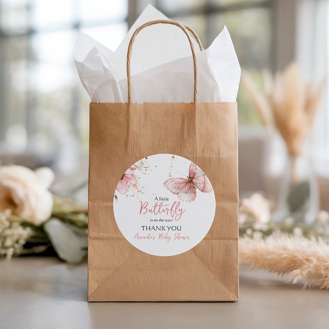 Adesivo Redondo Boho Butterfly Wildflower Floral Girl Baby Shower (Criador carregado)