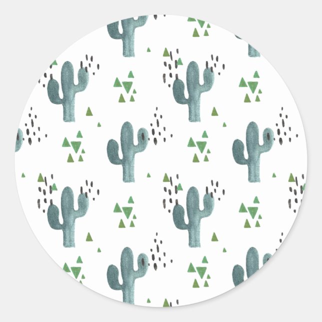 Adesivo Redondo Boho Cactus Sticker (Frente)