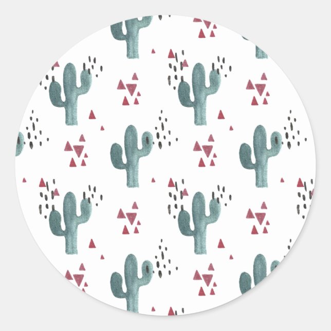 Adesivo Redondo Boho Cactus Sticker (Frente)