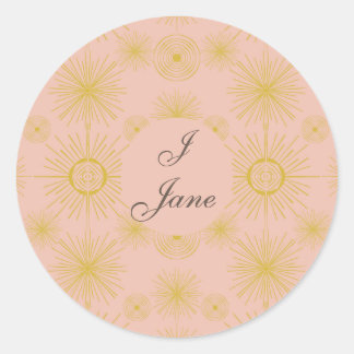 Adesivo Redondo Boho Celestial Sun Stars Personalizadas Rosa
