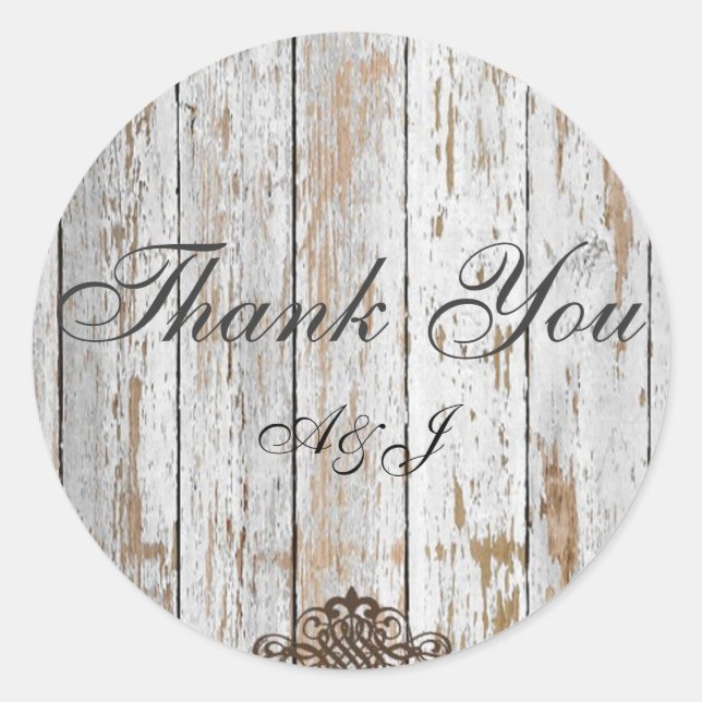 Adesivo Redondo boho chic barn wood ruscountry casamento (Frente)