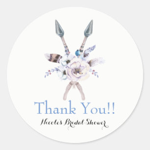 Adesivo Redondo Boho Chic Boêmio Flechas Pena Floral Festa