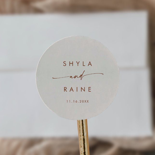 Adesivo Redondo Boho Chic Bohemian Cream Names Envelope Seals (Criador carregado)