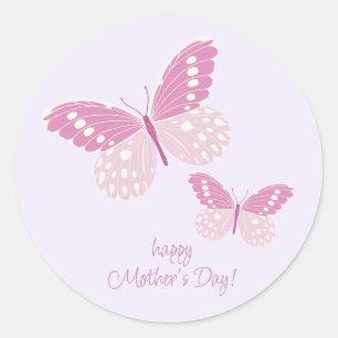 Adesivo Redondo Boho Chic Butterflies Happy Dia de as mães Sticker