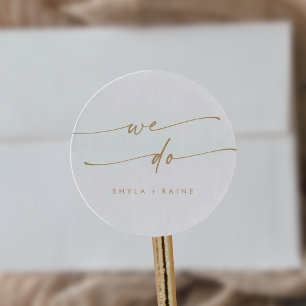 Adesivo Redondo Boho Chic Dourado e Branco Nós Envelopamos Selos
