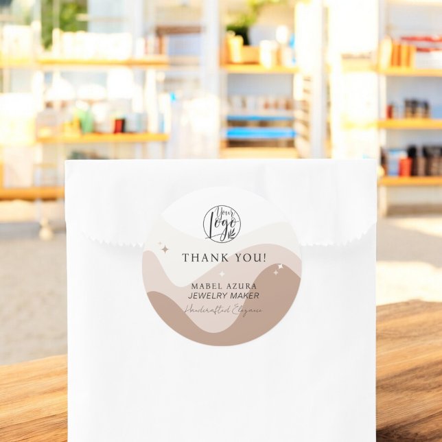 Adesivo Redondo Boho Chic Earth tone - obrigado do criador de joia (Boho chic earth tone Jewelry maker thank you Classic Round Sticker)