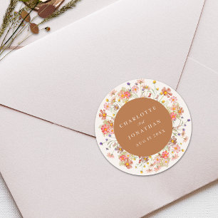 Adesivo Redondo Boho Chic Floral Casamento de Outono