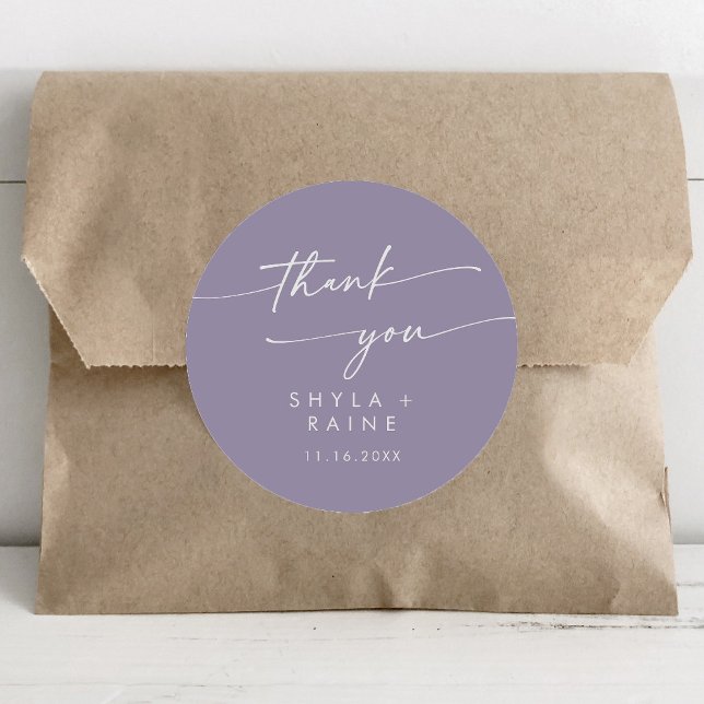 Adesivo Redondo Boho Chic Lavanda Purple Obrigado Favor De Casamen (Criador carregado)