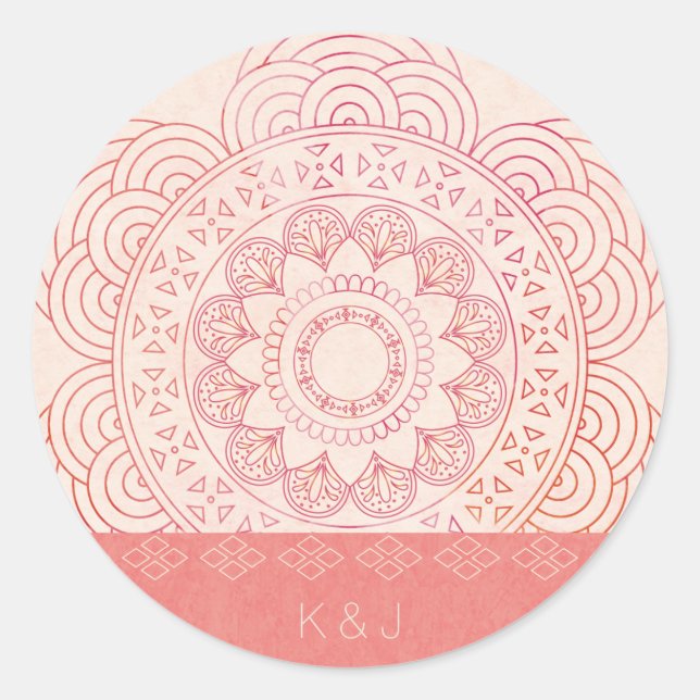 Adesivo Redondo Boho Chic Mandala Design (Frente)