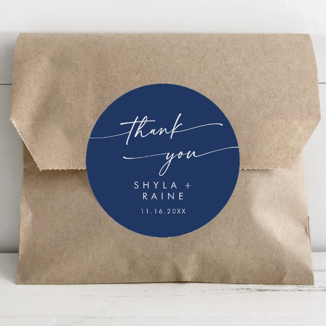 Adesivo Redondo Boho Chic Royal Blue Obrigado Favor de Casamento (Criador carregado)