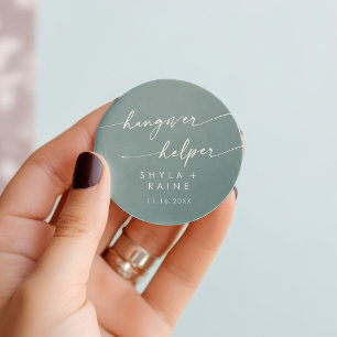 Adesivo Redondo Boho Chic Seafoam Teal Hangover Favor do Auxiliar