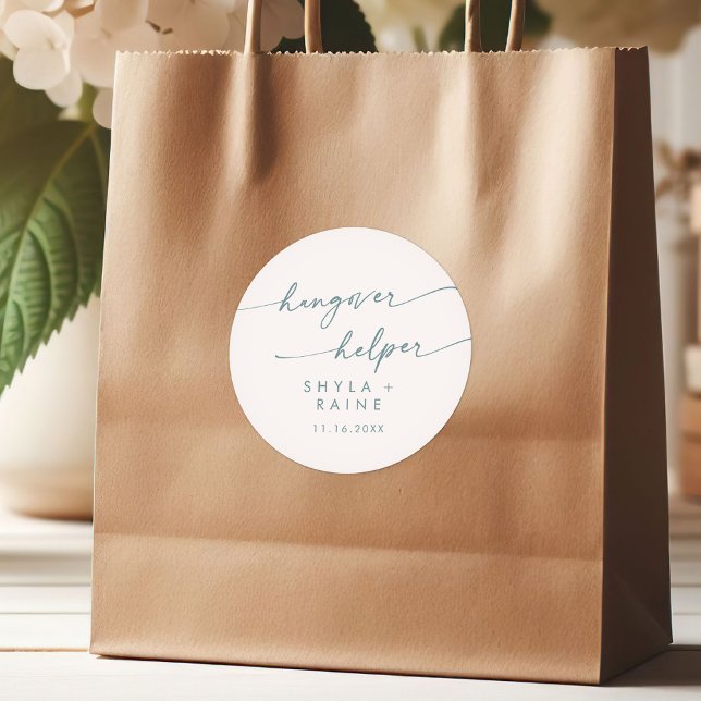 Adesivo Redondo Boho Chic Teal e Favor do Auxiliar de Capa Branca (Criador carregado)