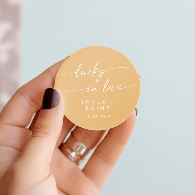 Adesivo Redondo Boho Chic Yellow Marigold Lucky In Love Favor (Boho Chic Yellow Marigold Lucky In Love Favor Classic Round Sticker)