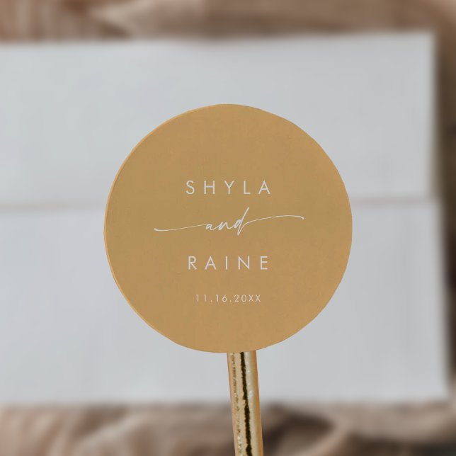 Adesivo Redondo Boho Chic Yellow Marigold Names Envelope Selos (Criador carregado)